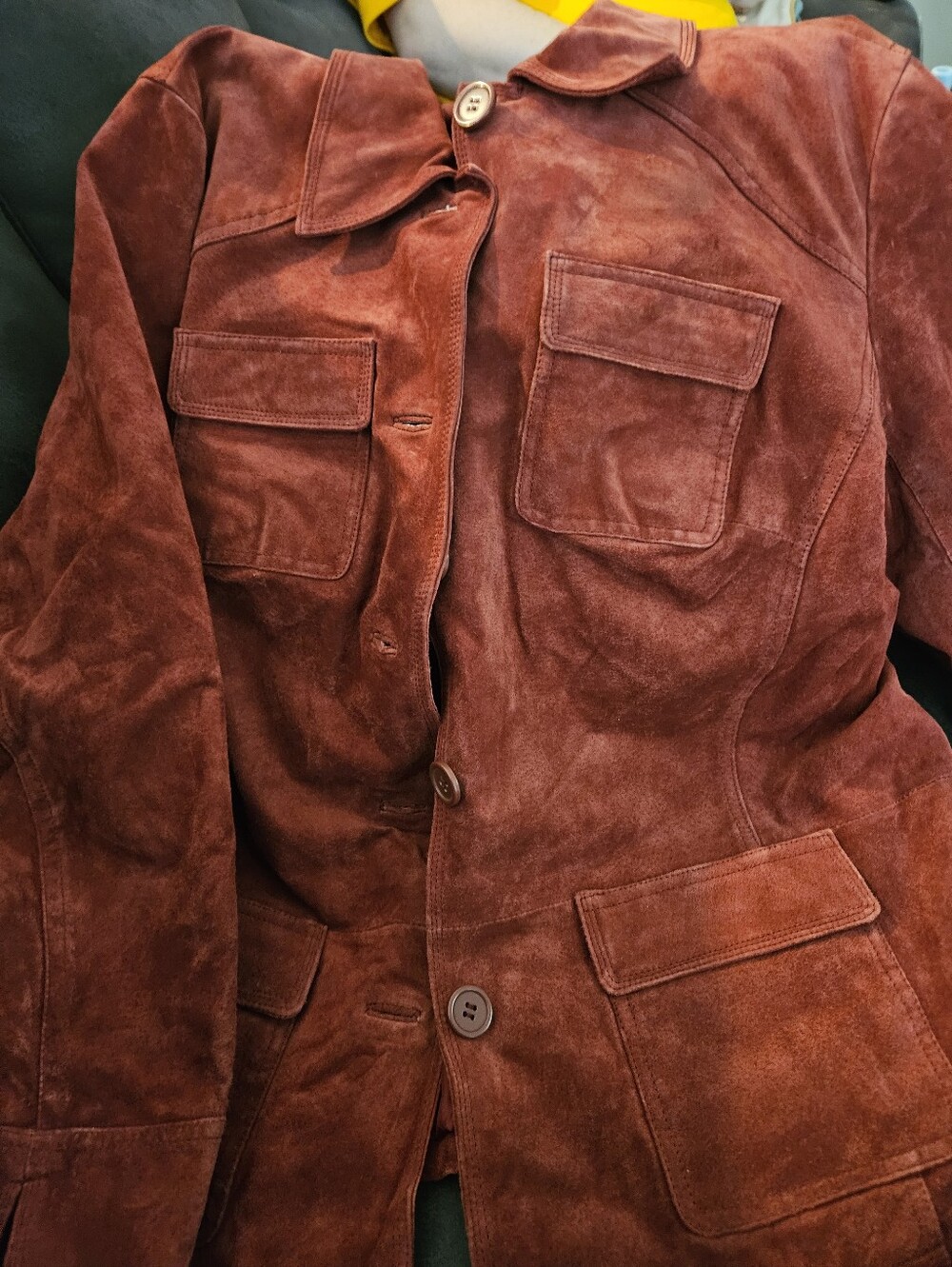 Vintage St. John's Bay Women's 1X Maroon Suede Utility Jacket Blazer Barn Coat